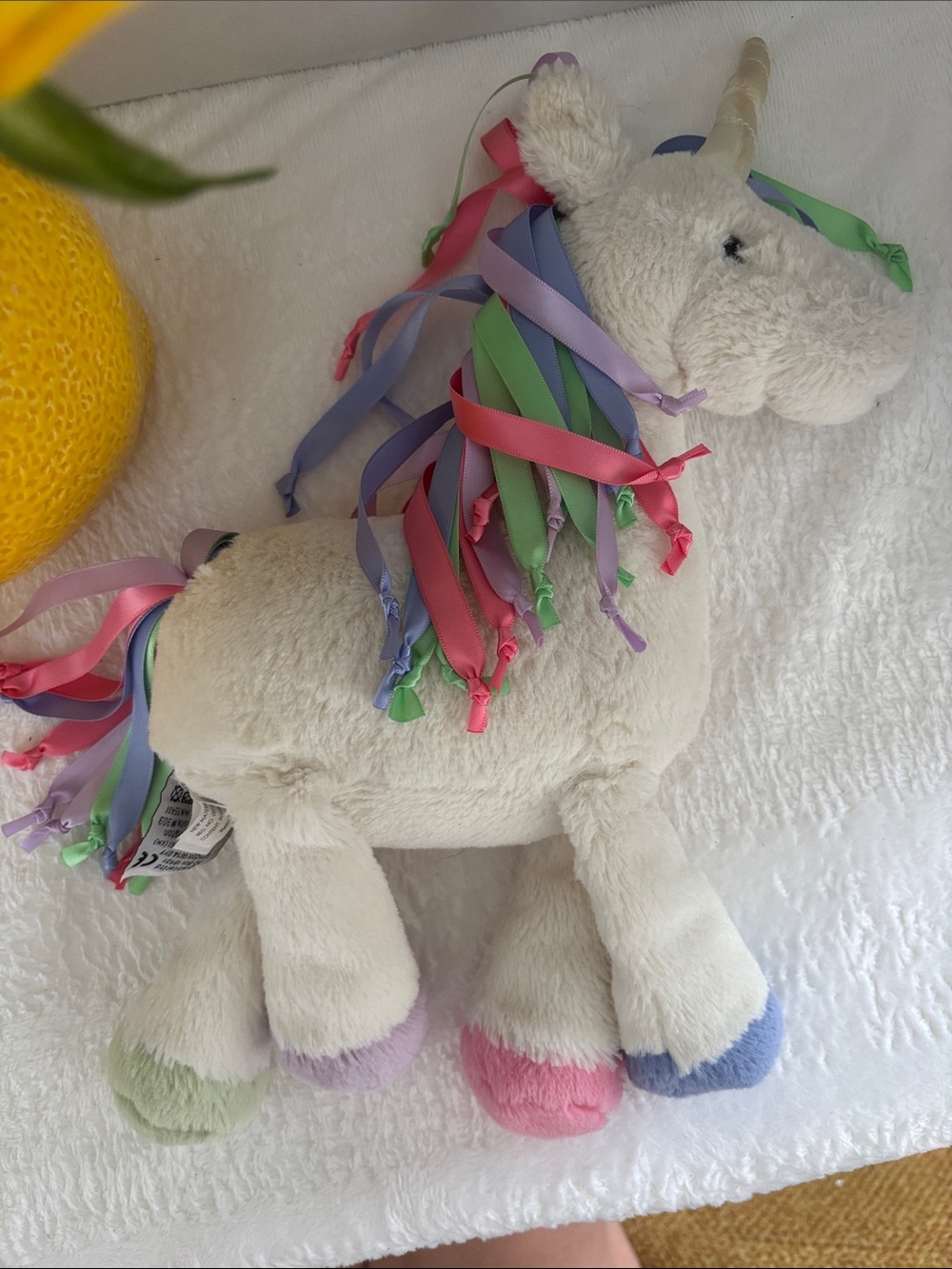 Jellycat lollyopylou Unicorn Plush rattle with Pastel Ribbon Mane